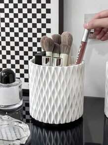 1 pièce Boîte organisatrice de maquillage rotative à 360°, grande capacité de rangement de bureau pour les crayons, rouges à lèvres, ombres à paupières, pinceaux, support de cosmétiques pour coiffeuse de chambre