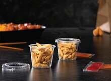 Disposable Mini Plastic Souffle Cups With Lids [100 Sets - 4 Oz] Jello Shot Cups, Jell-O Portion Cups, 4 Ounce Dipping Sauce Ramekins, Salad Dressing Container Cup ,Small Plastic Condiment Containers - Màu be - Xem 6