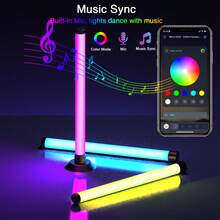 NBBUFF Thanh đèn RGB 2 chiếc cho máy tính, đồng bộ nhạc thông minh, đèn LED RGB IC có ứng dụng và điều khiển từ xa, đèn chiếu sáng xung quanh dùng nguồn USB, đèn nền TV chơi game đổi màu, cho màn hình máy tính để bàn - Ánh sáng bầu không khí máy tính để bàn - Xem 7