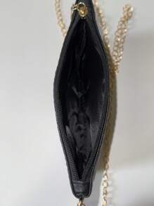 Bolso cruzado con cadena desmontable y patrón de onda en relieve, bolso de hombro minimalista de unicolor, elegante y de moda para mujer