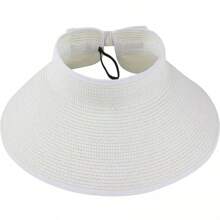 Women's Sun Visor Hats Wide Brim Straw Beach Hat Ponytail Hats For Women Foldable Floppy
