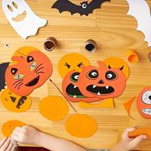 16 piezas Juego de pegatinas de espuma de calabaza de Halloween, pegatinas autoadhesivas con caras de calabaza, espuma con forma de calabaza, decoración de calabaza para fiestas y decoraciones de manualidades de Halloween