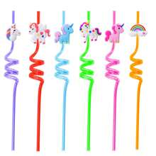 10pcs Reusable Unicorn Themed Straws, Colorful Cartoon Creative Straws For Party Decoration, Birthday Gift, Colors Random - Multicolor - View 1