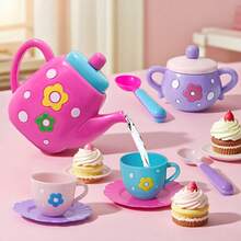 Girls' Tea Set, Tea Party Set With Teapot, Desserts, Cookies, Pretend Play, Gift For Boys And Girls