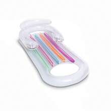 全新单人充气水上浮椅，带扶手、杯架和靠背，豪华漂浮躺椅成人水上吊床，沙滩必需品，沙滩配件，泳池浮床 - 彩色 - 查看 7