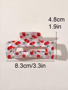 1 件醋酸樱桃卡通可爱大理石复古优雅方形发夹，百搭发型配件，适合茶时尚发饰美容爪夹优雅发夹秋冬度假装女士 - 彩色 - 查看 3