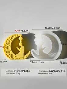 1pc Gold Eid Al-Fitr Moon & Islamic Architecture Silicone Mold - Easy To Clean, Suitable For DIY Candles, Wax Melts, Decorative Crafts, Religious Decor | Islamic Art Crafts | Detailed Embossed Pattern, Islamic Home Decor - White - View 9