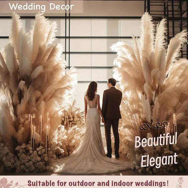 59,5/100cm Ivory Pampasgras, Boho-Stil Pampasgras Deko, Weizenrohr Blumendeko, flauschiges Pampasgras für Heim-Deko, Bodenvase Füllung, Wand, Café und Bauernhof-Tisch Dekoration - geeignet für Weihnachten, Halloween, Ostern, Erntedank und andere Feiertags-Dekorationen, Abschluss - Großpackung