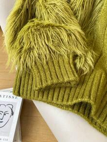 纯色粗针织毛衣、长袖上衣