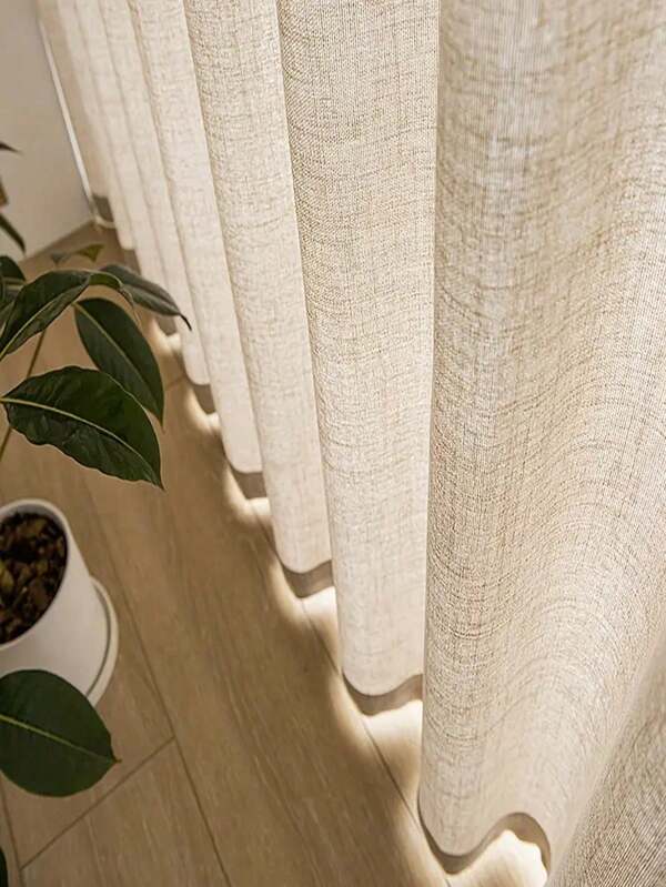 1pc Linen Fabric Modern Linen Sheer Curtain - Japanese Linen Style, Rod Pocket Design, Suitable For Living Room And Bedroom - Sheer And Light Filtering Curtain, Living Room Curtain, Bedroom Curtain