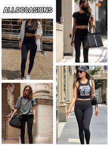 1 Stück Frühling/Sommer/Herbst/Winter neue Yoga 3/4 Leggings, Blumen Netz Patchwork mit geraffter Taille, atmungsaktive Casual Sportbekleidung Strumpfhose Schwarz - Schwarz - Übersicht 5