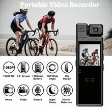 1pc Portable Security Law Enforcement Video Conference Recorder. It Is Equipped With A 180° Rotating High-Definition Night Vision Camera And Has Functions Such As Motion Detection, Loop Recording, And Ultra-Long Standby. It Is Suitable For Outdoor Video Shooting, Such As When Cycling, And Can Also Be Used As An Action Camera. It Is An Ideal Choice For Christmas Gifts, Anniversary Souvenirs, Or Family Day Gifts.