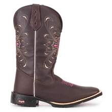 Women's Pink Cross Square Toe Country Texan Boot - Rust Brown - View 3