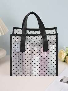 Bolsa de maquillaje con diseño de corazón para mujer, estilo universitario lindo, organizador exclusivo para chicas para la temporada de regreso a clases, de gran capacidad y multifuncional, regalo pequeño para la novia, esencial para viajes, vacaciones, verano, artículos escolares, bolsa de viaje para mujeres, bolsa de maquillaje para viajes - Multicolor - Ver 5