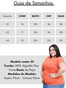 Blusa Plus Size Feminina Manga Curta Japonesa Viscolycra Confort Estilo Elegante - Laranja - Visão 7