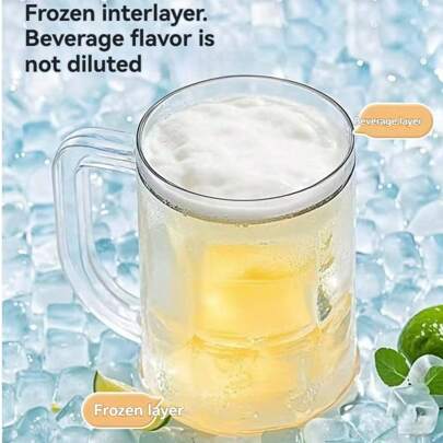 Bicchiere da birra ghiacciata a doppio strato, creativo, per caffè freddo, succhi di frutta, rinfrescante per feste in famiglia, tazze congelate per bevande fredde