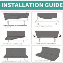 1 牛奶丝网印花沙发床罩，可折叠沙发床保护罩，舒适无扶手沙发床保护罩，高弹面料，家居装饰美化保护罩，适用于可折叠沙发床