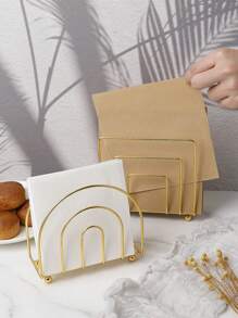 1pc Gold Iron Paper Towel Holder, Multifunctional Paper Napkin Clip For Dining Room, Restaurant, Cafe, Bar, Unique Gold Frame/Half Circle Design, Suitable For Dining Table, Coffee Table, Kitchen Counter, Tabletop Decor