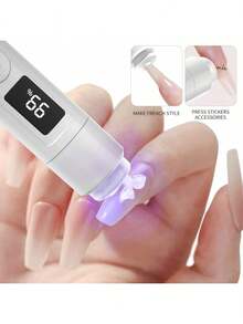 1Pc White Handheld Manicure Word Lamp With Screen Display Bracket 360 Degrees Rotary Multifunctional Rack Stick Nail Tip Heating Lamp Lamp Bracket - White - View 5