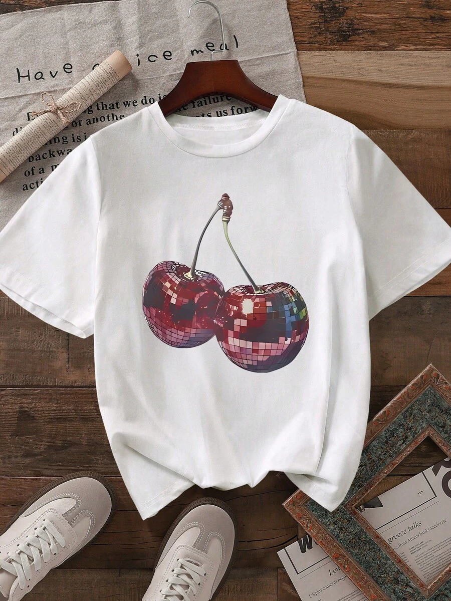 女士休闲短袖圆领 T 恤