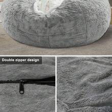 Bean Bag Chair Cover(No Filler) Soft Faux Fur Stuffed Animal Bean Bag Storage, Fluffy Plush Bean Bag Chair Cover Washable, Comfy Bean Bag Chairs For Adults - snow gray - 查看 2