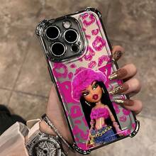 Fundas de Teléfono para Muñecos Bratzs de Lujo y Modernidad para iPhone 16 15 14 13 12 11 Pro Max X XR XSMAX 8 7 Plus, Cubierta Trasera Suave Transparente Anticaída con Efecto Galvanizado - Color mezclado 1 - Ver 1