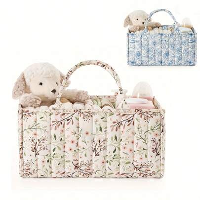 Floral Diaper Caddy Organizer, Stylish Nursery Storage Basket, Gift For Baby Shower, Baby Registry Must Have, Newborn Essentials Bag For School School Accessories School Stuff