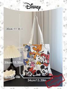 Disney 1 bolso de lona con diseño de Mickey/Winnie the Pooh/Goofy/Pluto/Minnie/Donald Duck/Daisy, bolso de hombro casual de playa, de gran capacidad y reutilizable para compras, con estampado floral para mujer, ideal para uso diario, salidas, compras o vuelta al colegio