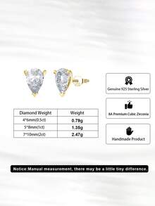 ORSA JEWELS 1pair Glamorous 925 Sterling Silver Stud Earrings Featuring A Stunning Water Drop-Cut Zirconia, Sparkling And Timeless Jewelry For Women, Perfect For Special Occasions, Birthdays, Or Celebrations - Multicolor - View 10