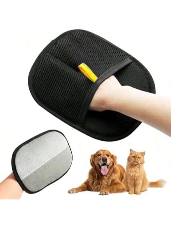 1pc Black Static Hair Remover Glove | Cat Hair Lint Remover | Family Cleaning Tool | Removes Pet Hair From Animals, Sofas, Mattresses & Clothes | Easy-To-Use, Turns Hair Into Strips With One Swipe