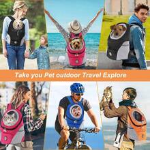 Hundetransport-Rucksack mit Aufbewahrungstaschen, kleiner Hunde-Frontträger-Rucksack mit verstellbaren Trägern, atmungsaktiver Hunde-Frontträger mit Gurt für Reisen, Wandern, Radfahren und Outdoor-Nutzung