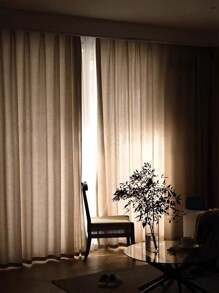 1 pieza Cortina transparente de material de lino moderno - Estilo de lino japonés, diseño de bolsillo para barra, adecuado para sala de estar y dormitorio - Cortina transparente y que filtra la luz, cortina de sala de estar, cortina de dormitorio