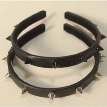 Women Leather Headband Steampunk Spiked Headband Gothic Hairband (F Black)Halloween - S Black - View 9