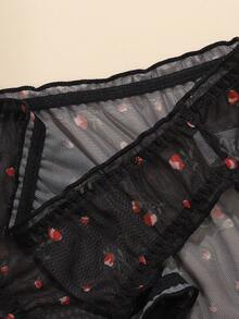 5pcs/Pack Plus Size Women Floral Print Bow Decor Comfortable Breathable Fabric Hipster Panties - Multicolor - View 6