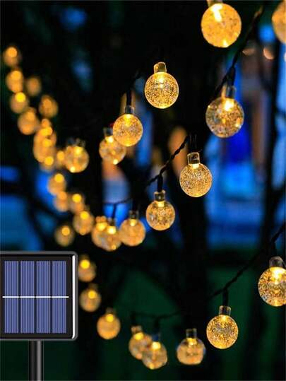 1 pièce 20/30/50/100 LED 5/6.5/7/12 m Guirlande lumineuse solaire en forme de boules à bulles pour camping extérieur, villa, balcon, décoration de jardin, pelouse, place