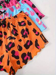 3-Piece Summer Pajamas For Women; Fashionable Milk Silk Printed Comfortable Loose Shorts For Seaside Vacation; Fashionable Comfortable Casual Sleepwear Pants. - 彩色 - 查看 3