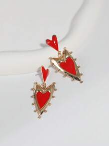 2 pares de pendientes de acero de titanio con diseño exagerado para uso diario, pendientes de acero inoxidable chapados en oro de 18k con borde de perla y forma de corazón múltiple
