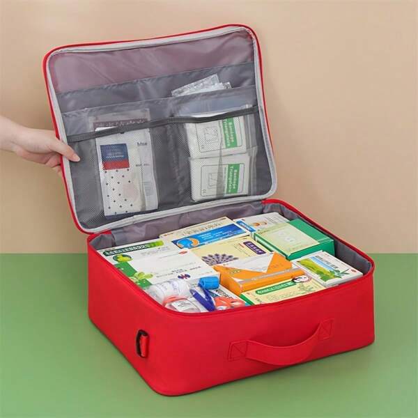 1pc Large Capacity Medical Bag, Student & Portable First Aid Kit, Outdoor Medicine Storage Box, Home & Travel Health Pack