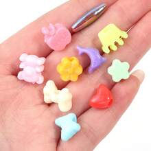 50个/包镀膜长管珠、雪花珠、苹果珠等各种款式珠子。可爱手链、手机链DIY工艺装饰塑料珠