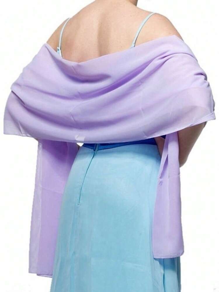 优雅女士披肩晚礼服新娘伴娘婚礼披肩纯色派对斗篷装饰围巾女士秋季服装 - 彩色 - 查看 4