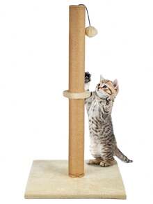 Cat Scratching Post Foldable Bottom Tall Cat Claw Scratcher  Natural Sisal Scratch Pole And Soft Carpet Covered Heavy Base Modern Stable Design - White 74cm 1Ball - View 1