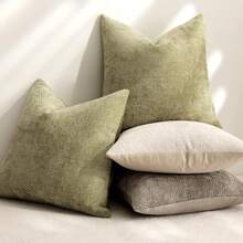 غطاء وسادة زخرفي من الشينيل قطعة واحدة، ذو نسيج محبوك فاخر لتغطية الوسائد للسرير وغرفة المعيشة والأريكة