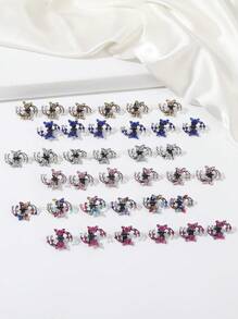6 pièces/set Pince à cheveux mini papillon strass brillant, épingles à cheveux de mariée élégantes polyvalentes, pinces à cheveux pour accessoires de mode vestimentaire, pinces à fleurs élégantes