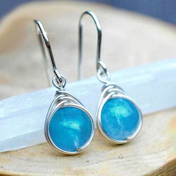 1 Pair Elegant Moonstone Hoop Earrings - Minimalist Silver Hook Earrings For Women, Delicate & Sweet Everyday Jewelry, Perfect Gift For Her