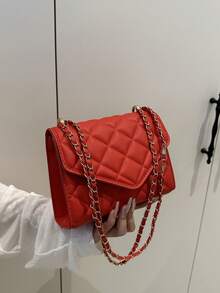 2025 Women Commuter Handbags Small Square Chain Shoulder Bags Cross-Body Bags, New Ladies Chic Tote Purse - Red - View 3