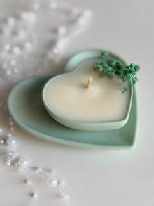 2PCS/Set - Heart-Shaped Tray Mold + Heart-Shaped Plate Mold, DIY Creative Simple Jewelry Storage Tray Candle Holder Plaster Mould, Home Decoration Ornaments Silicone Mold, Handicraft Production Epoxy Resin Casting Molds - White - View 4