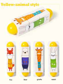 儿童木制动物旋转拼图积木婴幼儿0-3岁手抓玩具早教动物认知水果蔬菜认知交通认知益智玩具 - 彩色 - 查看 9