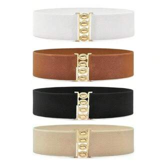 1 件/3 件女士弹性宽腰带，金色扣弹性腰带，适合所有季节