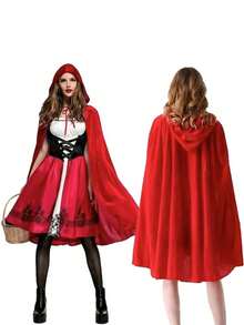 1pc/Festive Rave Party Hooded Velvet Cape Cape Performance Cosplay Costume Props,Halloween - Multicolor - View 2