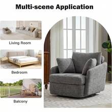 Chifee & Vingol 40.6" Oversized Swivel Accent Chair,Chenille,Orange - Chenille-charcoal - View 6